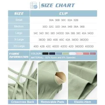 VEQKING Women's Cross Back Sports Bra Padded Strappy Medium Support Yoga Bra for Workout Fitness 3 Pack