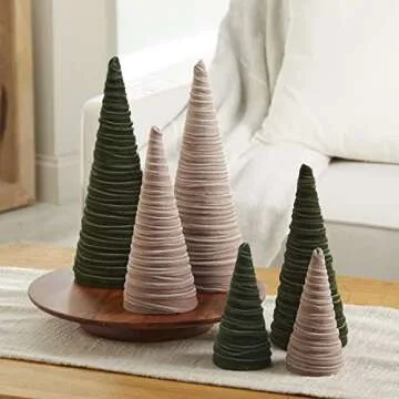 Emerald Velvet Cones Set of 3, Mantel decor, Holiday Entryway, Rustic Winter Home, Valentine's, Modern Christmas, Tree Figurines (Emerald)