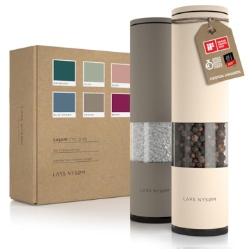 LARS NYSØM Salt and Pepper Grinder Set 2 pieces | Salt Pepper Mill with Adjustable Ceramic Grinder ...