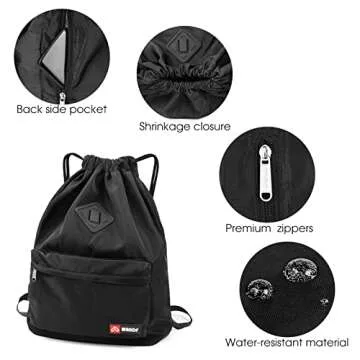 WANDF Drawstring Backpack with Dedicated Shoe Pocket