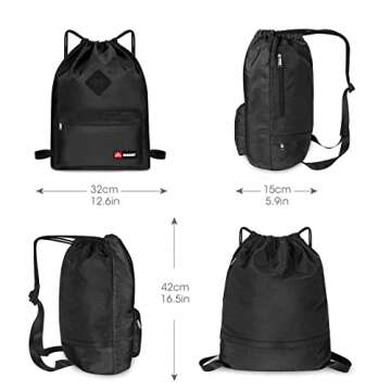 WANDF Drawstring Backpack with Dedicated Shoe Pocket