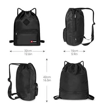 WANDF Drawstring Backpack with Dedicated Shoe Pocket