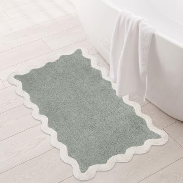 Soft Sage Green Bathroom Rug with Nonslip Backing