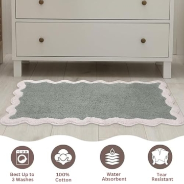 Soft Sage Green Bathroom Rug with Nonslip Backing