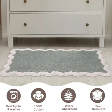 Soft Sage Green Bathroom Rug with Nonslip Backing