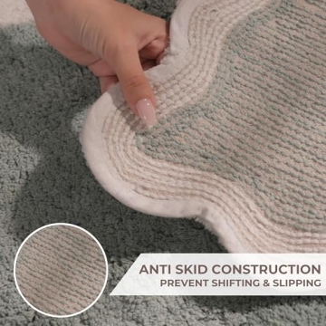 Soft Sage Green Bathroom Rug with Nonslip Backing