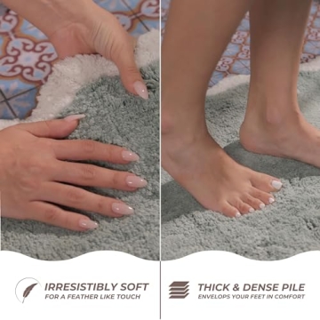 Soft Sage Green Bathroom Rug with Nonslip Backing