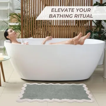 Soft Sage Green Bathroom Rug with Nonslip Backing