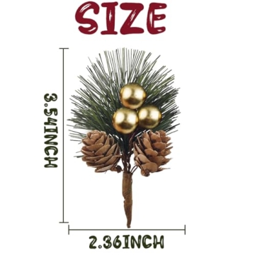 TIHOOD 25PCS Artificial Pine Picks for Holiday Decor
