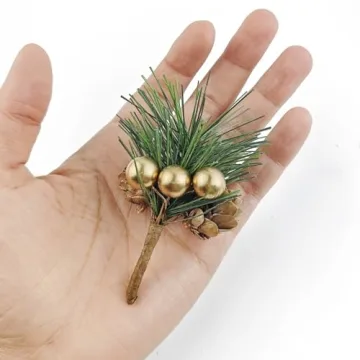 TIHOOD 25PCS Artificial Pine Picks for Holiday Decor
