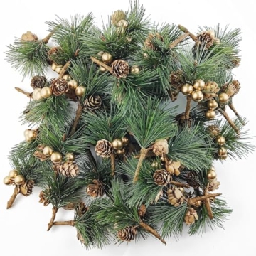 TIHOOD 25PCS Artificial Pine Picks for Holiday Decor