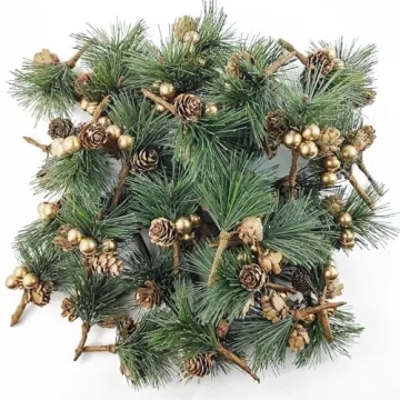 TIHOOD 25PCS Artificial Pine Picks for Holiday Decor