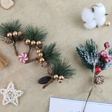 TIHOOD 25PCS Artificial Pine Picks for Holiday Decor