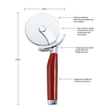 KitchenAid Classic Pizza Wheel with Sharp Blade for Slicing