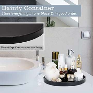 Emibele Vanity Tray, Resin Round Tray Decorative Storage Organizer for Bathroom Toilet Tank Bedroom ...