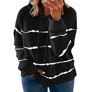 ROSKIKI Womens Plus-Size Pacthwork Long Sleeve Sweatshirt Hoodie Tunic Tops Clothing Oversized Black 2X-Large