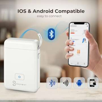 Standpoint Label Maker Machine with Tape: Portable Bluetooth Thermal Label Printer HP2 for Easy Organization - Wireless, Inkless, High-Resolution for Home and Office Supplies