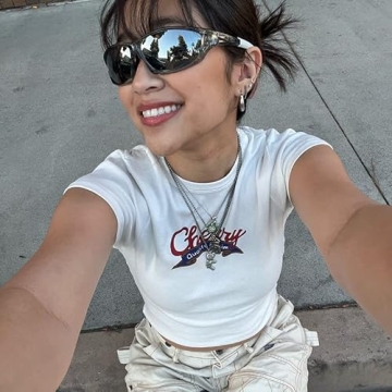 Baby Tees for Teen Girls Y2K Letter Print Crop Top