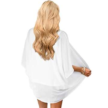 Women's Kimono Cover Ups Tops Solid Color Summer Lightweight Cardigans Beach Boho Sheer Thin Shirts ...