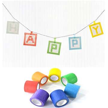 Gallop Chic Colored Masking Tape, Crafts Tape Set, 7 Pack Decorative Art Tape for Kids, 2 Inch DIY Writable Rainbow Colors Labeling Tape Kit, Arts Supplies for Customization