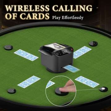 CARDSPIN 2-in-1 Automatic Card Shuffler & Dealer, 360° Rotating Card Dealer with 4 Wireless Remote, 2-8 Players Playing Card Shuffler for UNO, Poker, Texas Hold'em, Monopoly Deal, Blackjack