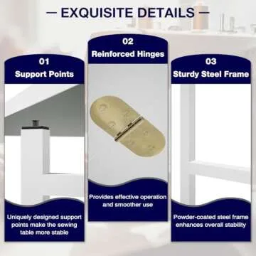 Soligel Folding Craft Table, Mobile Cutting Table with Storage Shelves, Sewing Table for Home Office Sewing Room Craft Room, Height Adjustable35''-45.7'' White