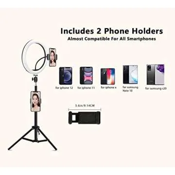 PETEME 10'' Selfie Ring Light with Retractable Tripod