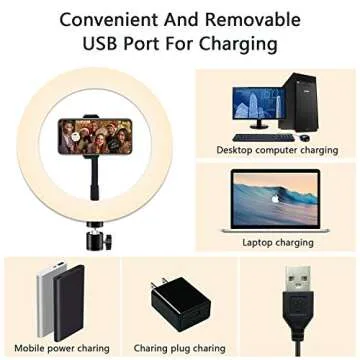 PETEME 10'' Selfie Ring Light with Retractable Tripod
