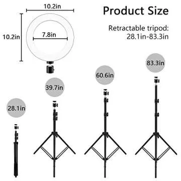 PETEME 10'' Selfie Ring Light with Retractable Tripod