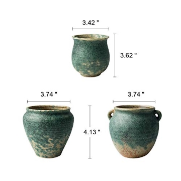 FairyLavie 4.3 Inch Ceramic Flower Plant Pots, Retro Style Garden Pot Plant Holder Planter Pot, Perfect for Garden Rustic House Balcony Gallery Decor and Ideal Gift for Family Grandparents