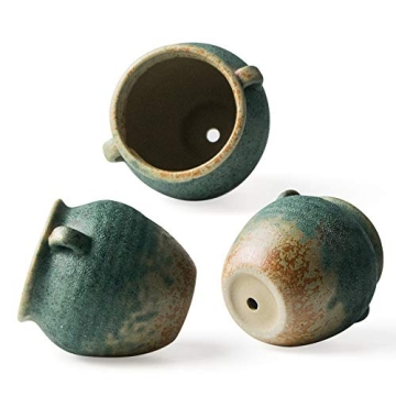 FairyLavie 4.3 Inch Ceramic Flower Plant Pots, Retro Style Garden Pot Plant Holder Planter Pot, Perfect for Garden Rustic House Balcony Gallery Decor and Ideal Gift for Family Grandparents