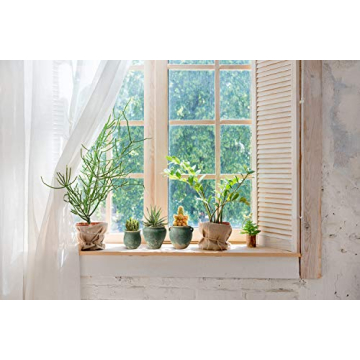 FairyLavie 4.3 Inch Ceramic Flower Plant Pots, Retro Style Garden Pot Plant Holder Planter Pot, Perfect for Garden Rustic House Balcony Gallery Decor and Ideal Gift for Family Grandparents