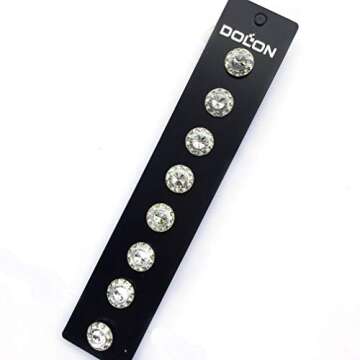 4 Pairs 15mm Rhinestone Round Shaped Acrylic Stone Inside Crystal Ear Studs For Dance Competitions S...