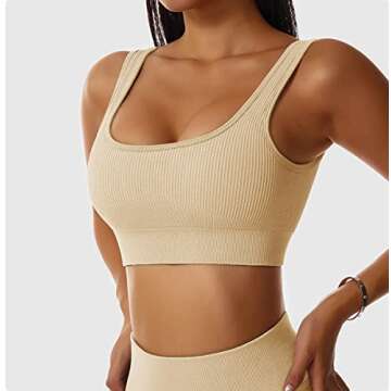 ABOCIW Womens Workout Sets 2 Piece Seamless Ribbed High Waist Shorts with Tank Crop Top Sport Bra Yoga Outfits