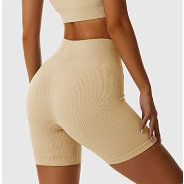 ABOCIW Womens Workout Sets 2 Piece Seamless Ribbed High Waist Shorts with Tank Crop Top Sport Bra Yoga Outfits