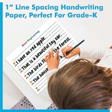 50 Sheets Ruled Writing Paper, Double-Sided Printing Skip-A-Line Ruled Writing Paper with Dotted Lines Handwriting Practice Paper 1” line spacing for Kindergarten Toddlers Kids (11” x 8.3”)