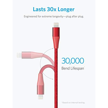 Anker Powerline+ II Lightning Cable for Apple Devices 6FT, Red