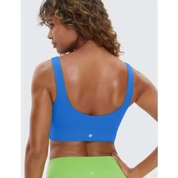 CRZ YOGA Butterluxe Womens U Back Sports Bra - Scoop Neck Padded Low Impact Yoga Clothes Workout Cro...