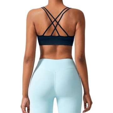 Womens Sports Bras Strappy Sports Bra V-Neck Criss Cross Back Yoga Bra Removable Padded Workout Crop Top 3 Pack
