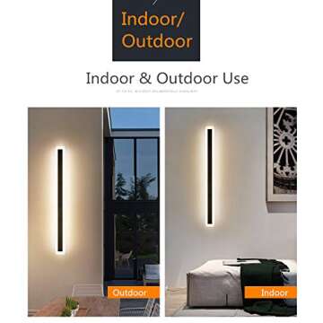 LED Wall Light Bar Outdoor Wall Lamps IP67 Waterproof 3 Colors Dimmable Long Light Bars Black Linear Lights for Gate Exterior Wall Pack of 2 (180cm)