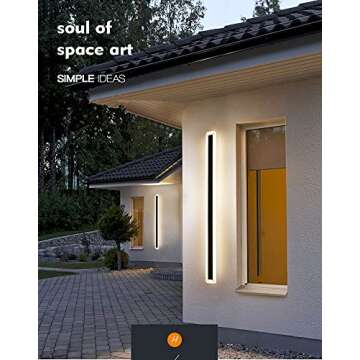 LED Wall Light Bar Outdoor Wall Lamps IP67 Waterproof 3 Colors Dimmable Long Light Bars Black Linear Lights for Gate Exterior Wall Pack of 2 (180cm)