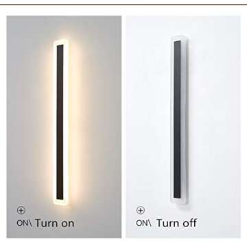 LED Wall Light Bar Outdoor Wall Lamps IP67 Waterproof 3 Colors Dimmable Long Light Bars Black Linear Lights for Gate Exterior Wall Pack of 2 (180cm)