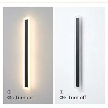 LED Wall Light Bar Outdoor Wall Lamps IP67 Waterproof 3 Colors Dimmable Long Light Bars Black Linear Lights for Gate Exterior Wall Pack of 2 (180cm)