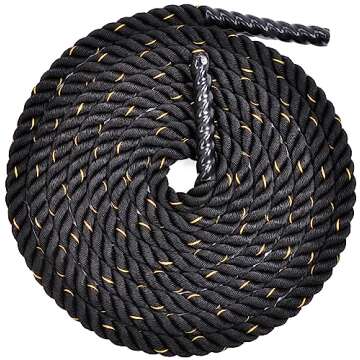 Fitvids Battle Rope 1.5Inch 2 Inch Diameter Poly Dacron 30 FT, 40 FT, 50 FT Length, Heavy Ropes for Home Gym and Workout