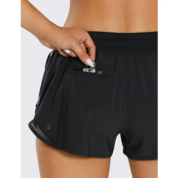 CRZ YOGA Women's Athletic Shorts with Zip Pocket