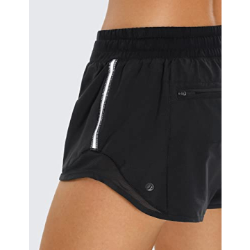 CRZ YOGA Women's Athletic Shorts with Zip Pocket