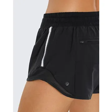 CRZ YOGA Women's Athletic Shorts with Zip Pocket