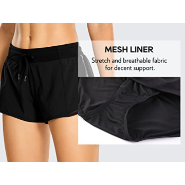 CRZ YOGA Women's Athletic Shorts with Zip Pocket