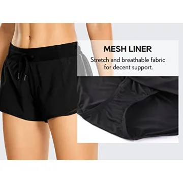 CRZ YOGA Women's Athletic Shorts with Zip Pocket