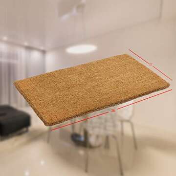 Kempf Natural Coco Coir Door Mat, 22” x 36” x 1” - Thick, Woven Back, Heavy Duty Durable, for Entryway Front Door Patio Porch, Indoor Outdoor, Blank Welcome Floor Mat